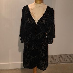 BCBGMaxAzria black velvet patterned dress